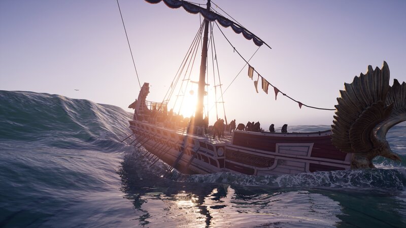 Ancient Ship at Sea — Blue