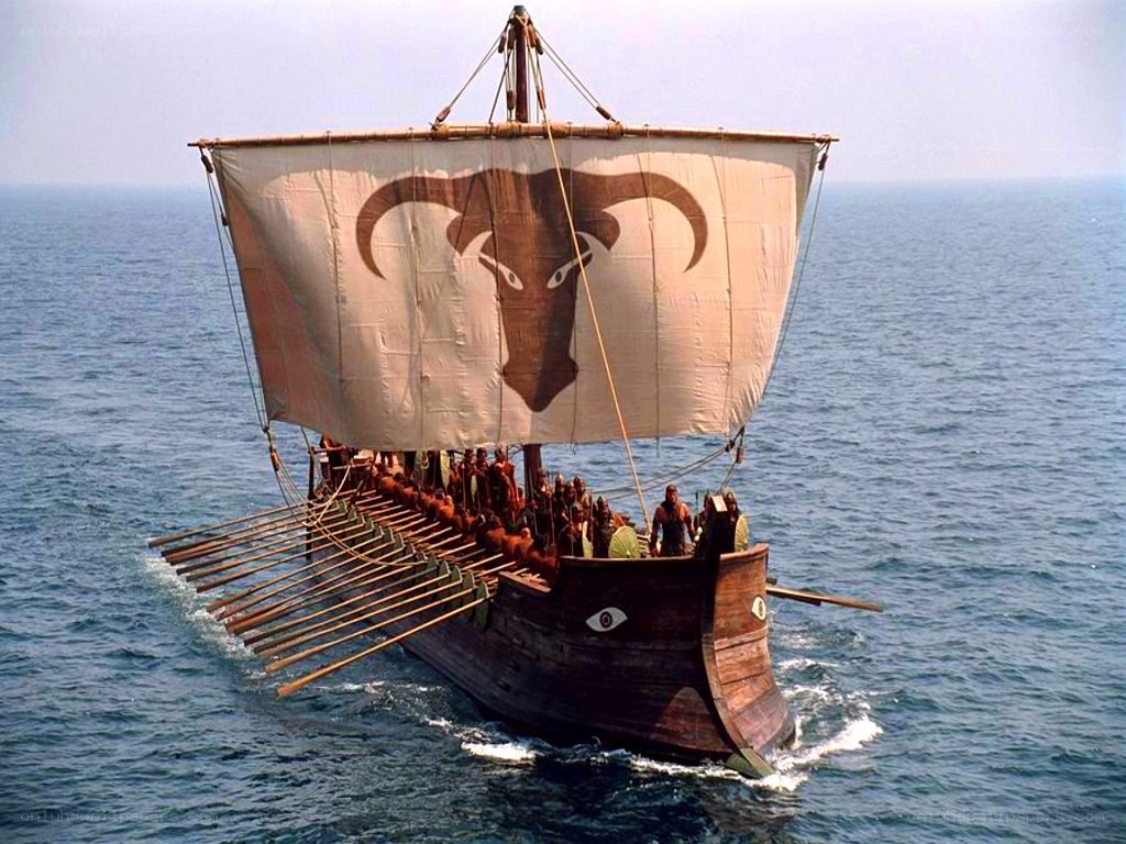 Ancient ship with ram and sail