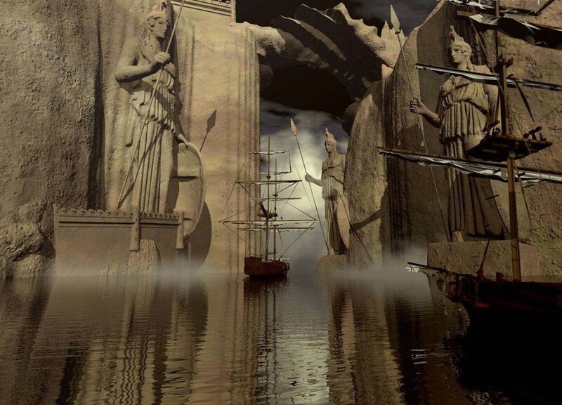 Ancient Ships in Harbor