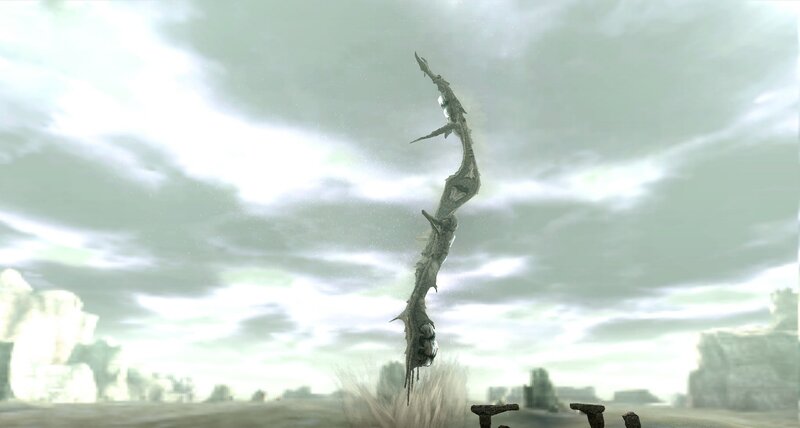 ancient staff in desolate landscape