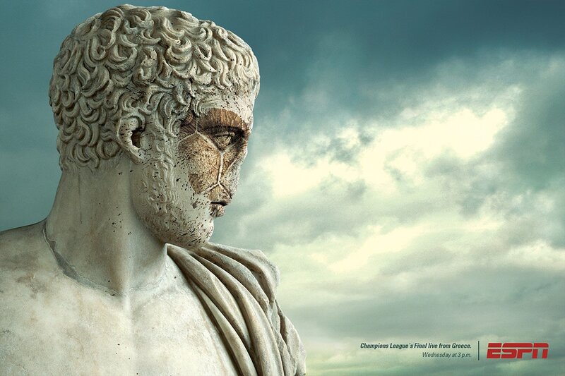 ancient statue with cloudy sky