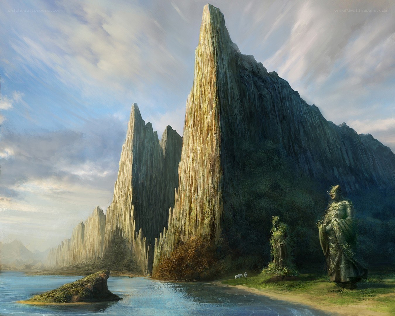 ancient statues by the sea