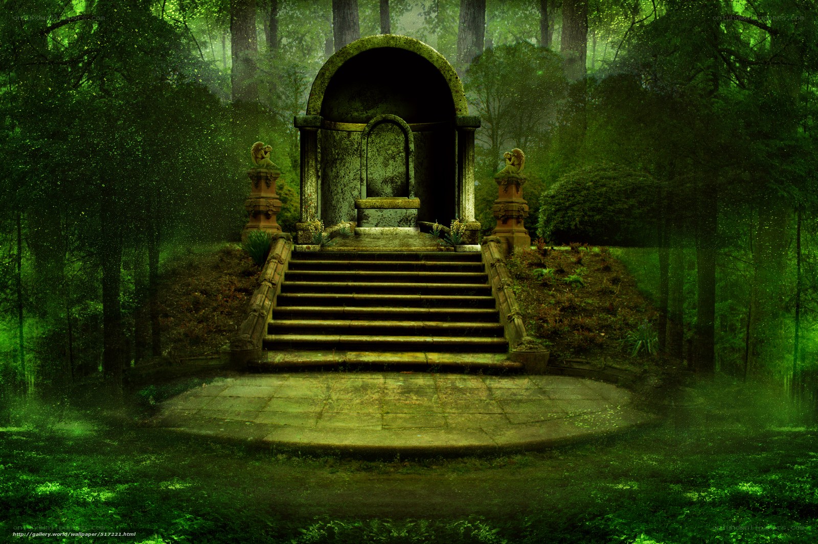 Ancient stone altar in forest