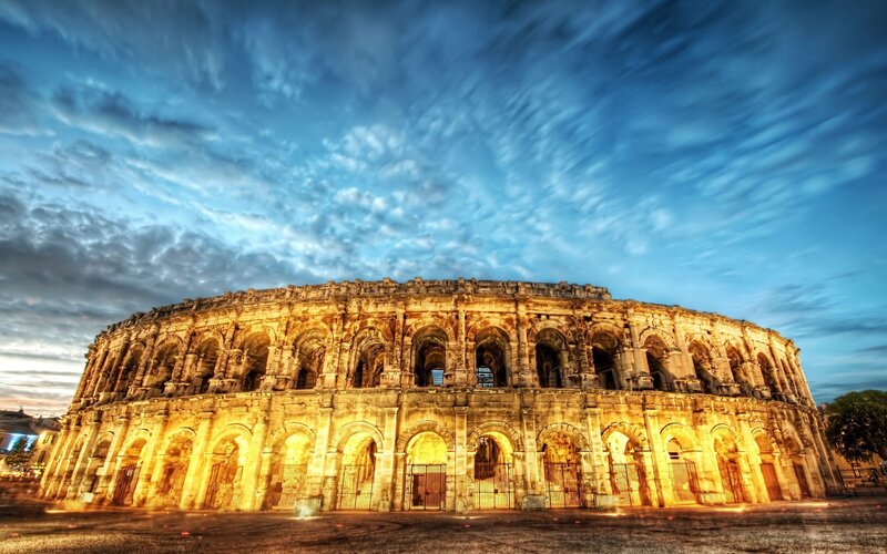 Ancient Stone Amphitheater — Blue
