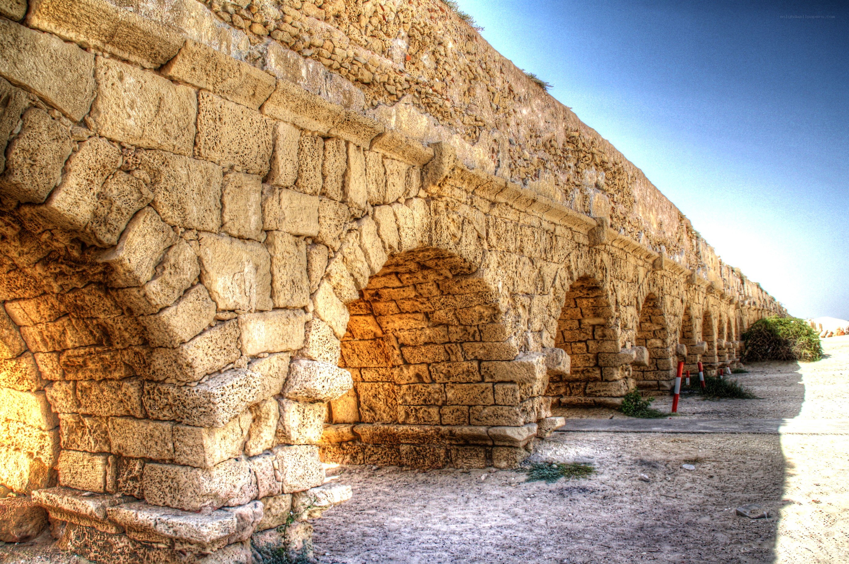 Ancient stone aqueduct ruins
