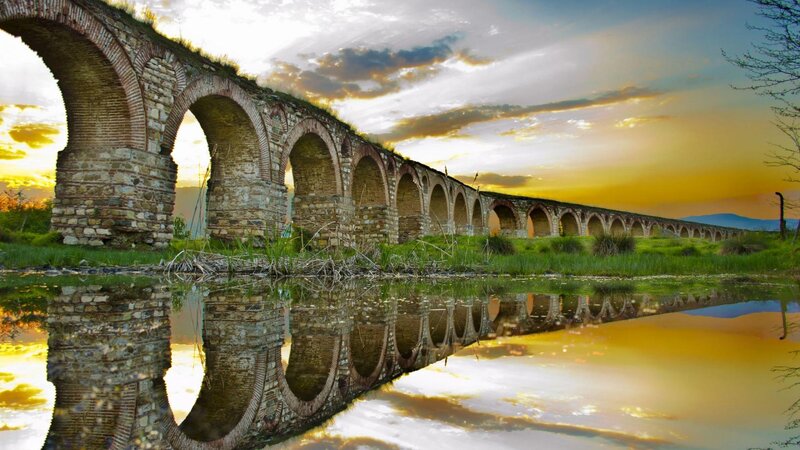 Ancient Stone Aqueduct — Yellow