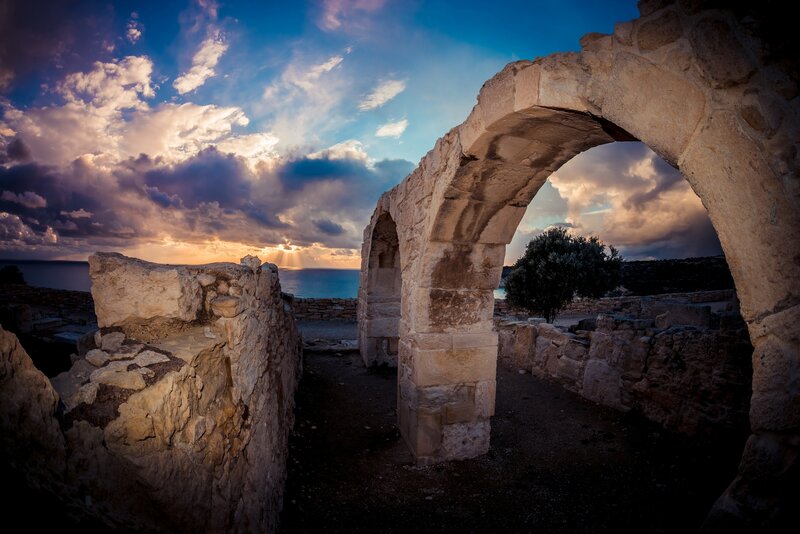 Ancient Stone Arches — Blue, Dramatic, Sunset