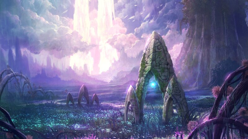 Ancient Stone Arches — Purple, Mystical, Night