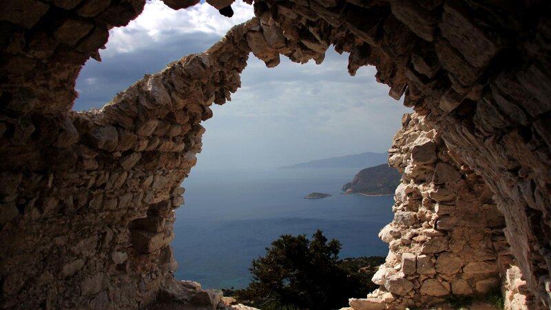 Ancient Stone Archway — Blue, Dramatic, Afternoon