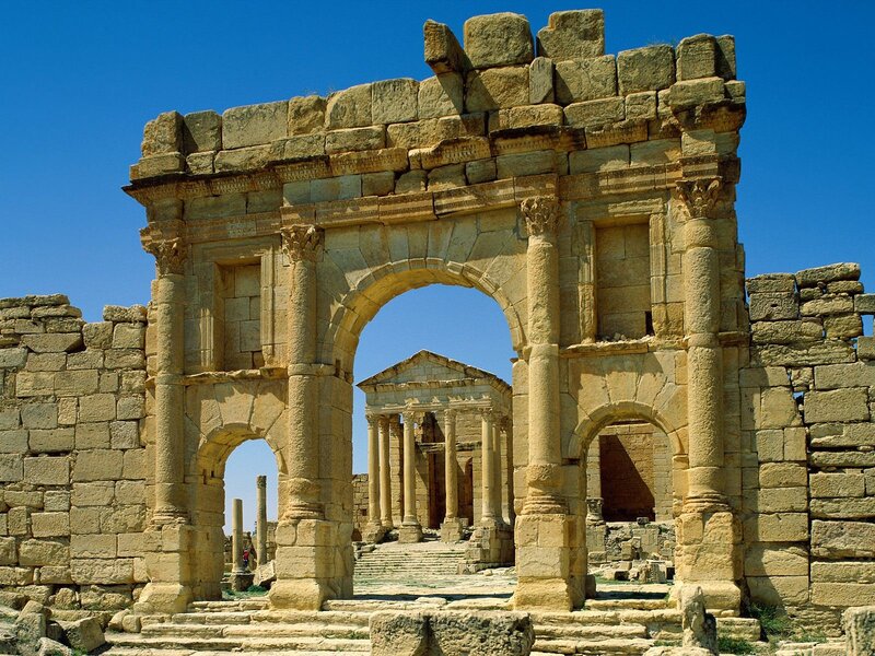 Ancient Stone Archway — Blue, Serene, Afternoon