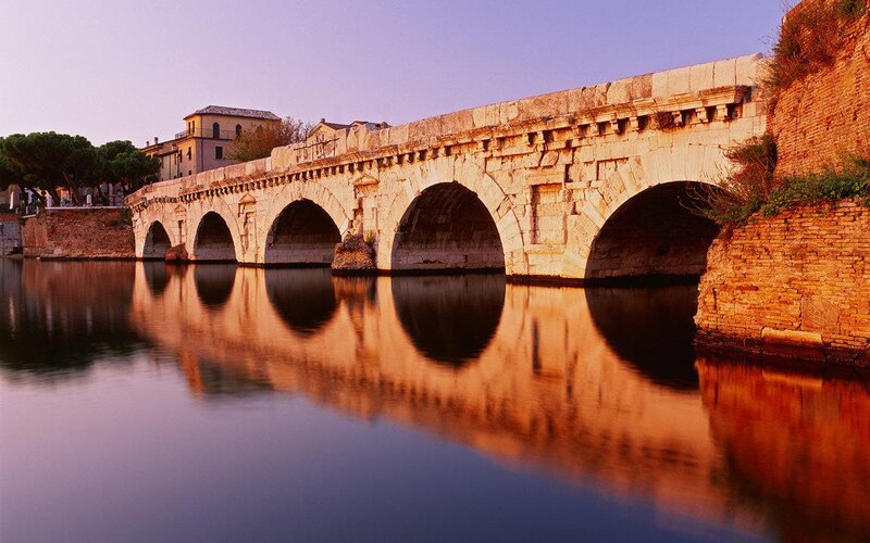 Ancient Stone Bridge — Blue, Serene, Sunset