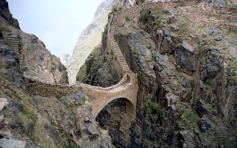 Ancient Stone Bridge — Brown, Dramatic, Photograph