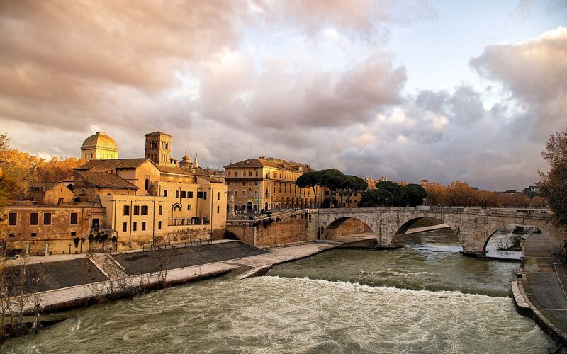 Ancient Stone Bridge — Brown, Dramatic, Sunset