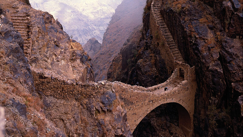 Ancient Stone Bridge — Brown, Dramatic
