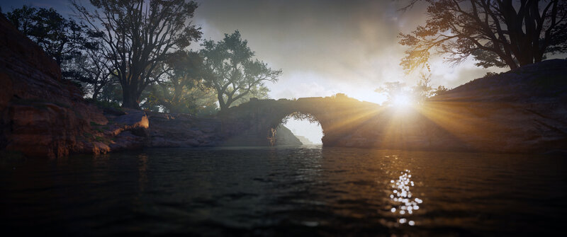 Ancient Stone Bridge — Brown, Serene, Sunset