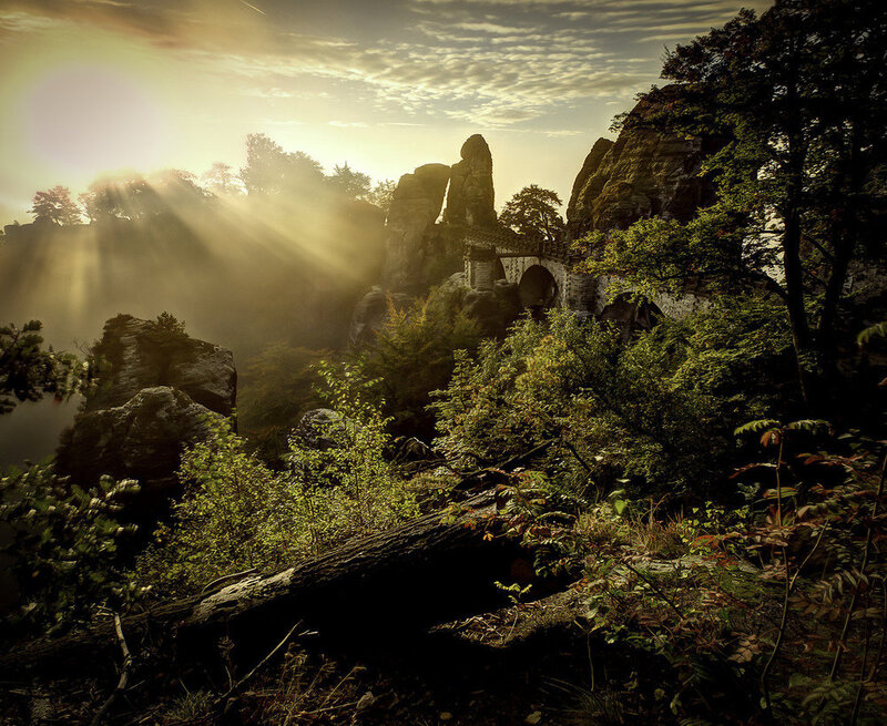 Ancient Stone Bridge — Green, Dramatic