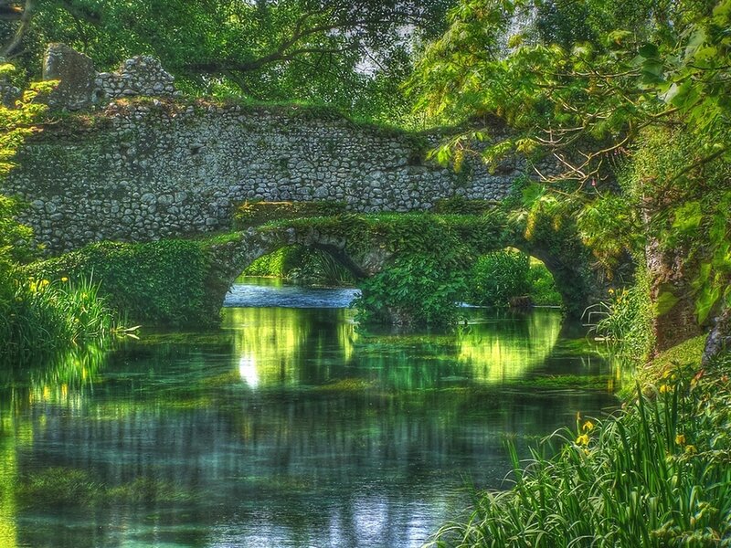 Ancient stone bridge over river
