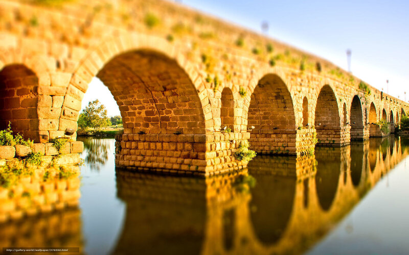 Ancient stone bridge over river