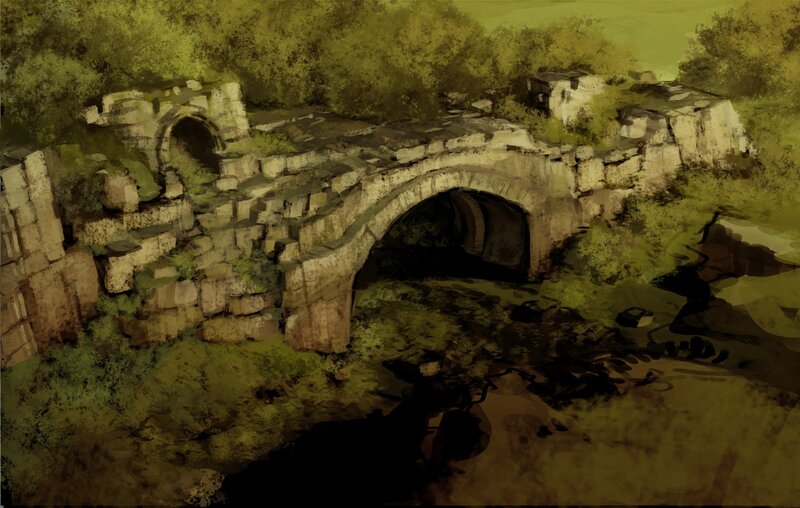 ancient stone bridge ruins