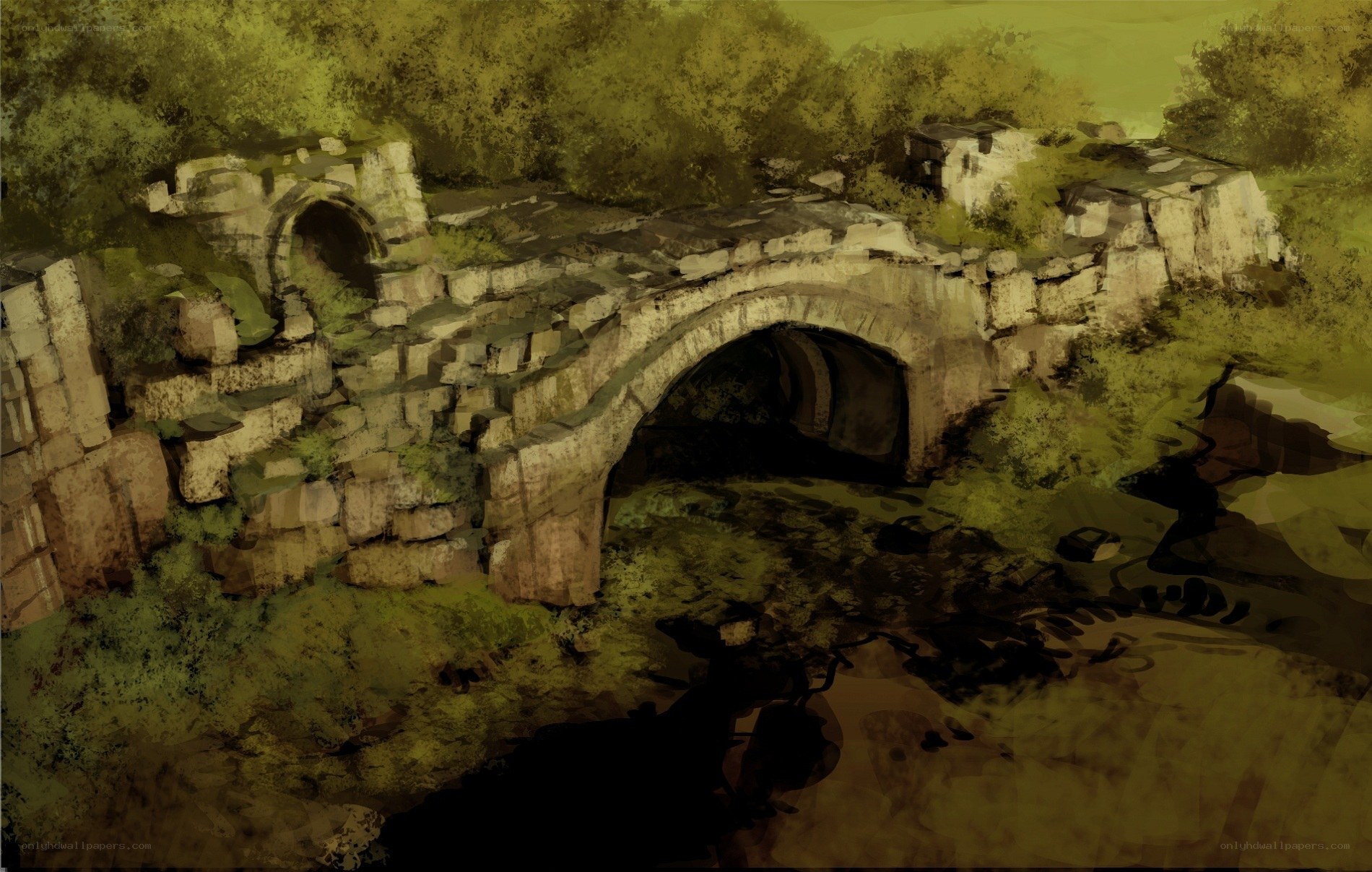 ancient stone bridge ruins