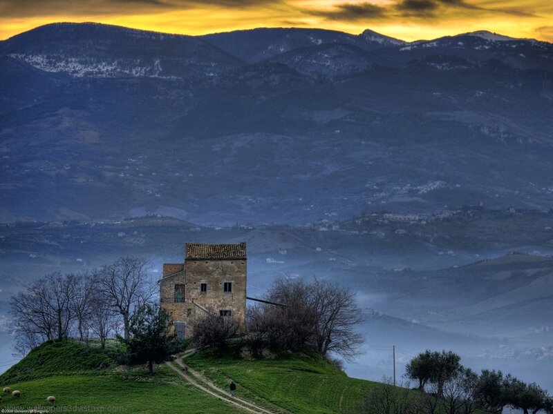 Ancient Stone Building — Green, Dramatic
