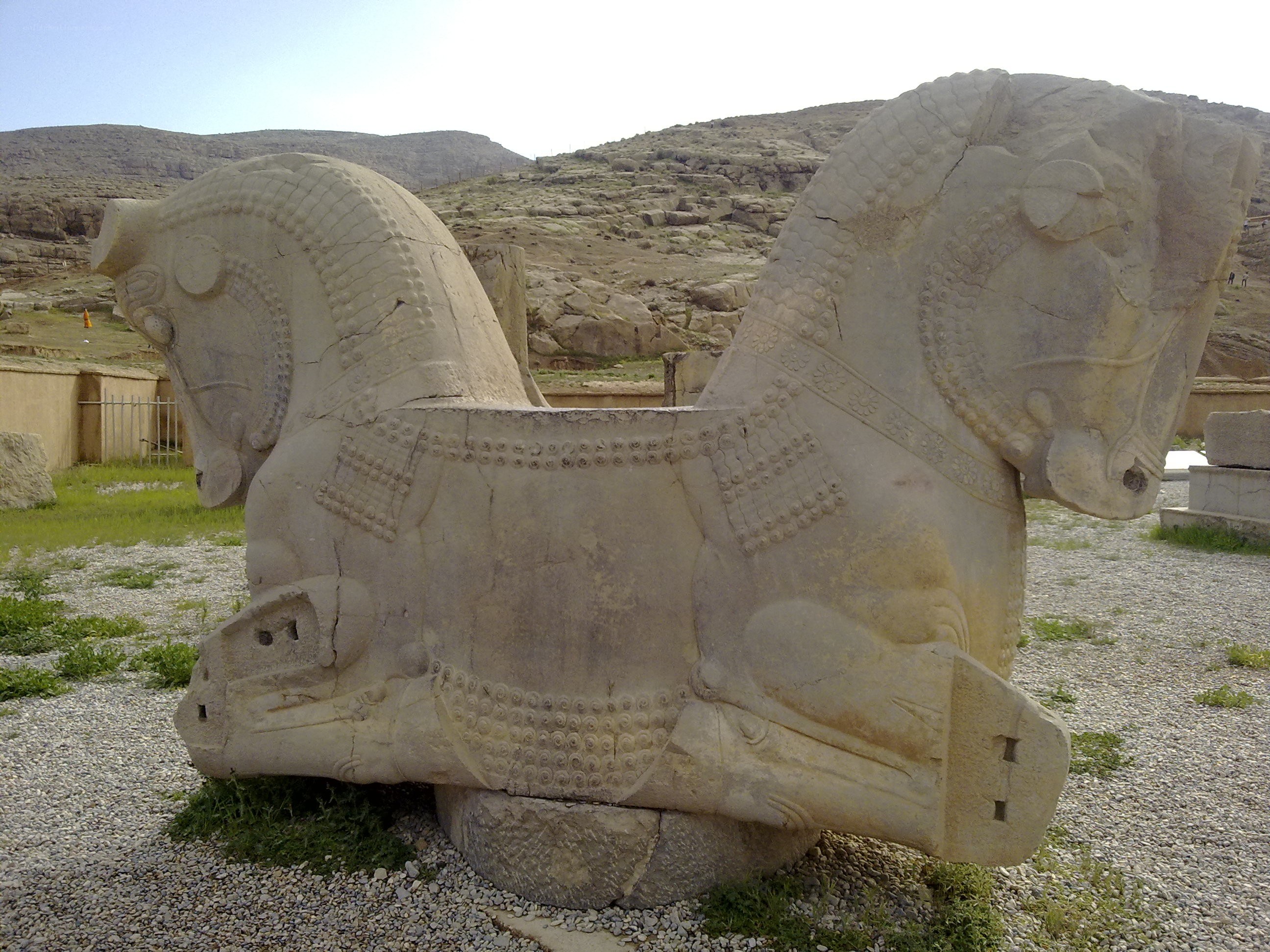 ancient stone bull statue
