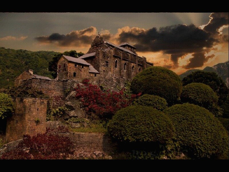 Ancient Stone Castle — Brown, Dramatic, Sunset