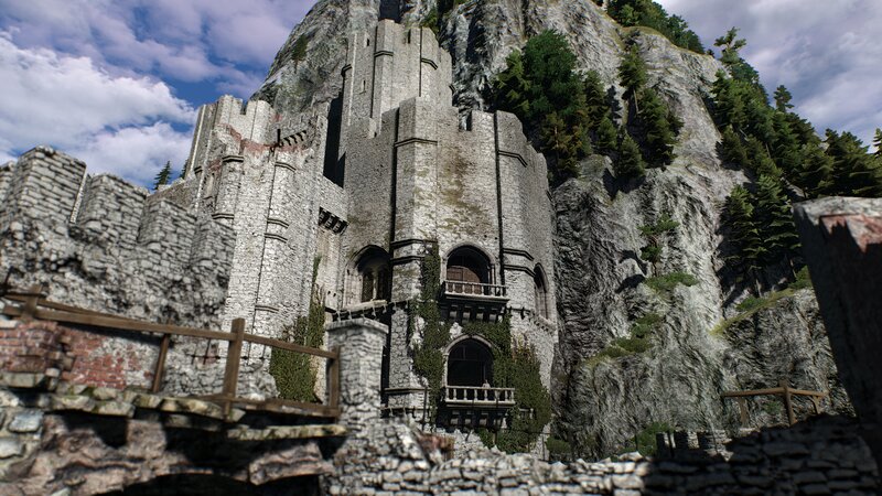 Ancient Stone Castle — Gray, Dramatic, Afternoon, 3d Render, Mountain