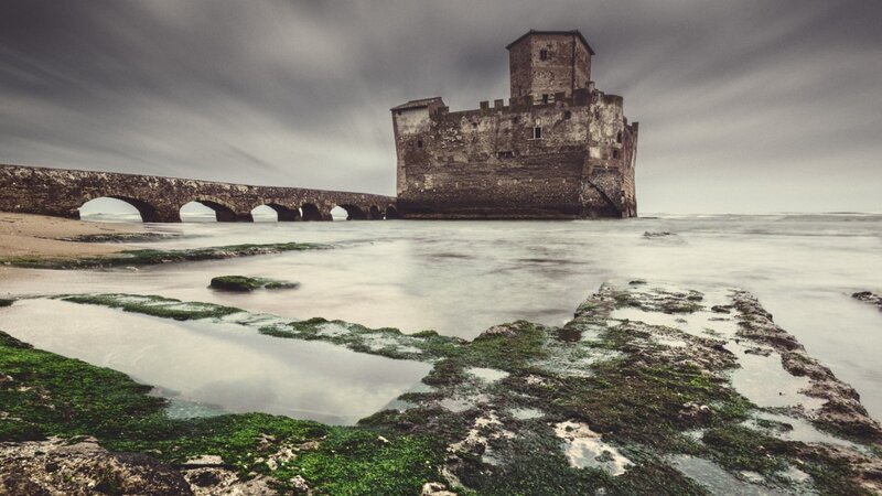 Ancient Stone Castle — Gray, Dramatic, Photograph