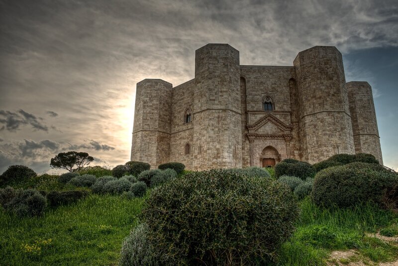 Ancient Stone Castle — Gray, Dramatic, Sunset