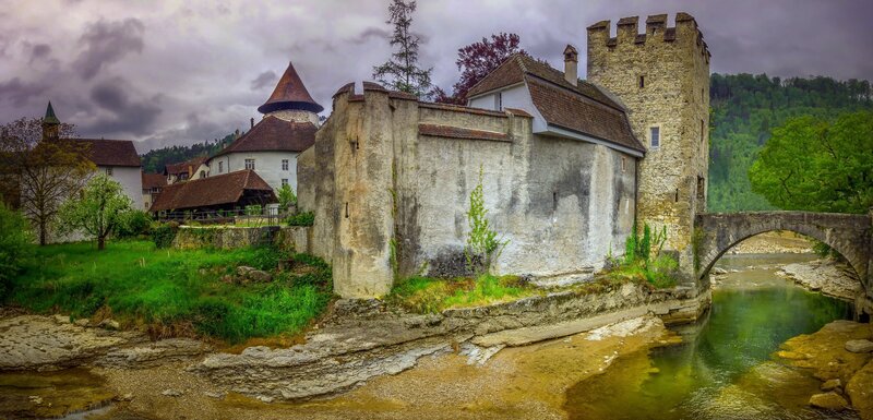 Ancient Stone Castle — Green, Dramatic, Spring