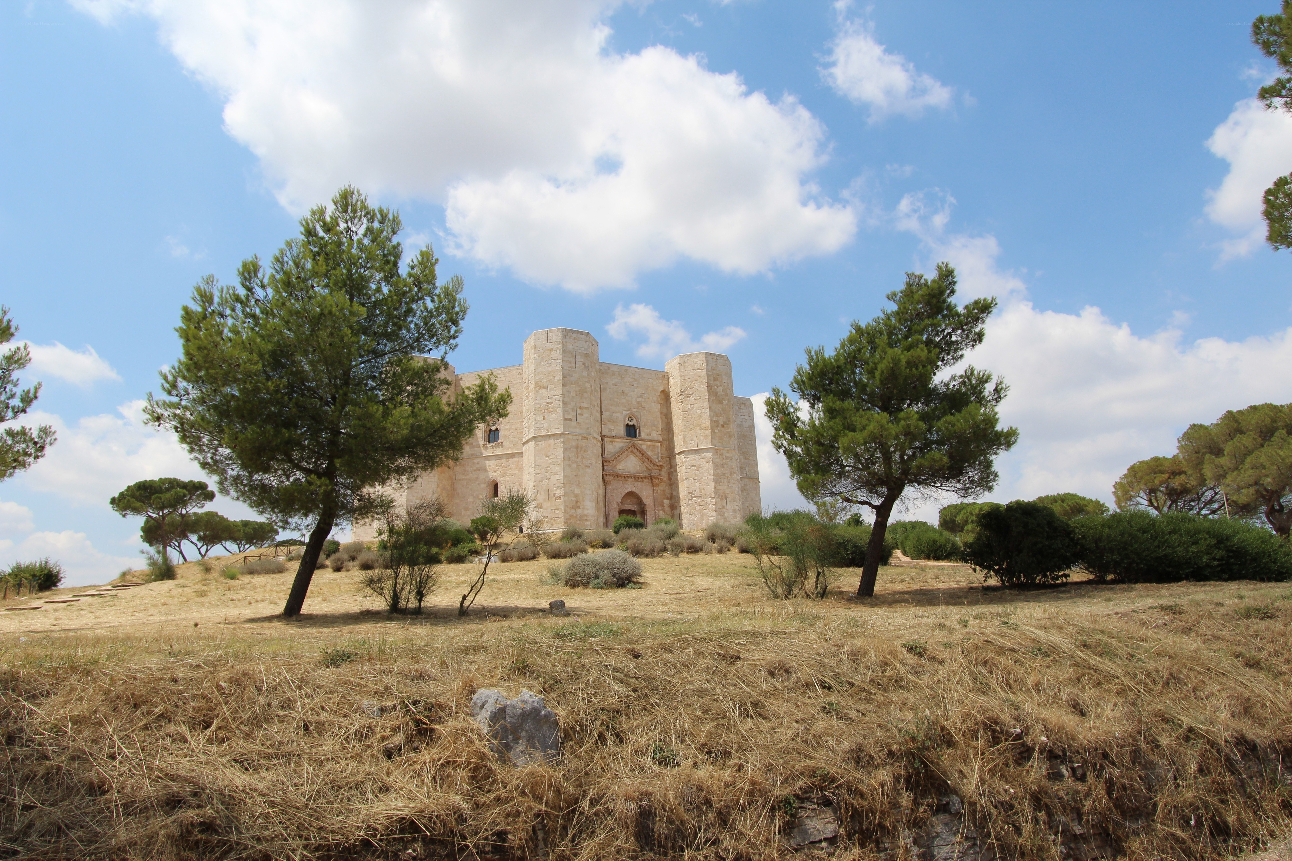 ancient stone castle on a hill