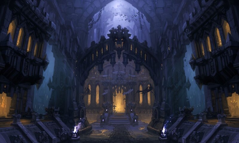 Ancient Stone Cathedral — Blue, Dramatic, Night