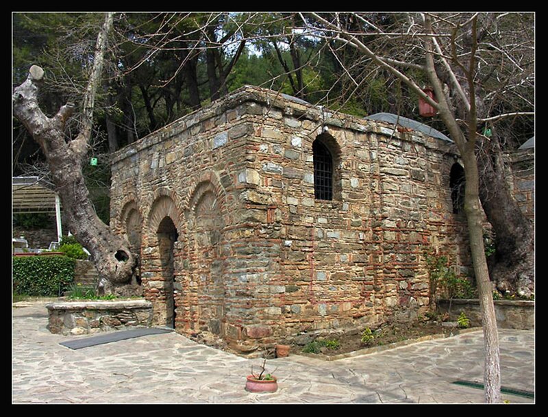 ancient stone chapel in forest