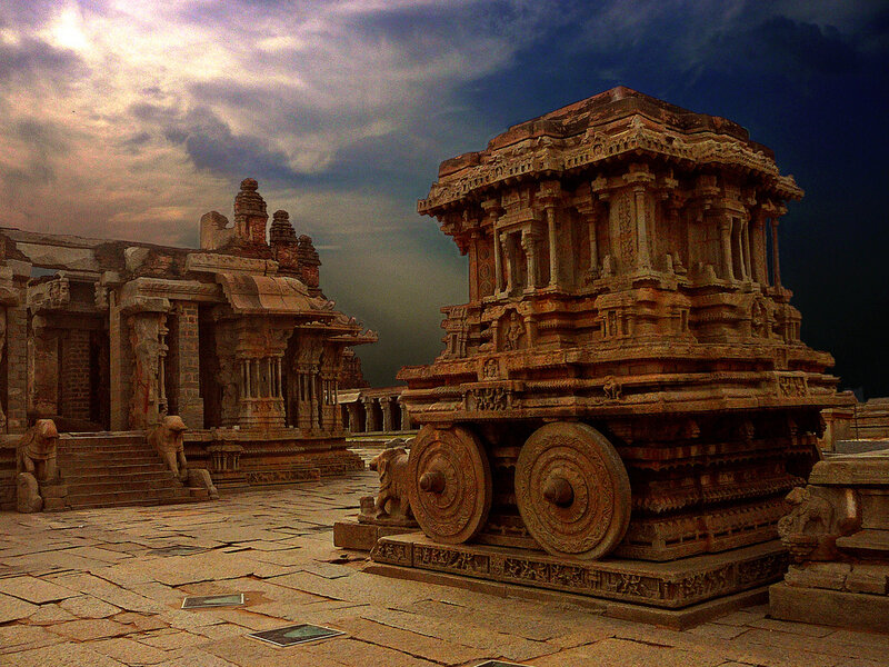 Ancient stone chariot at Hampi