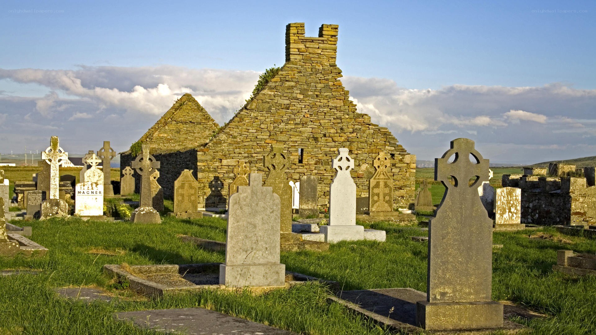 Ancient stone church and graveyard