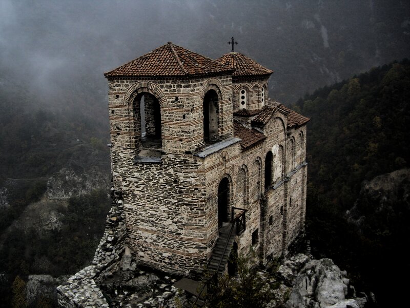 Ancient Stone Church — Gray, Dramatic, Photograph