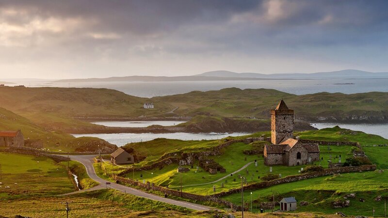 Ancient Stone Church — Green, Serene, Afternoon, Photograph