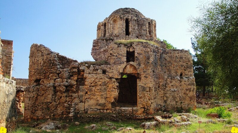 Ancient Stone Church Ruins — Brown