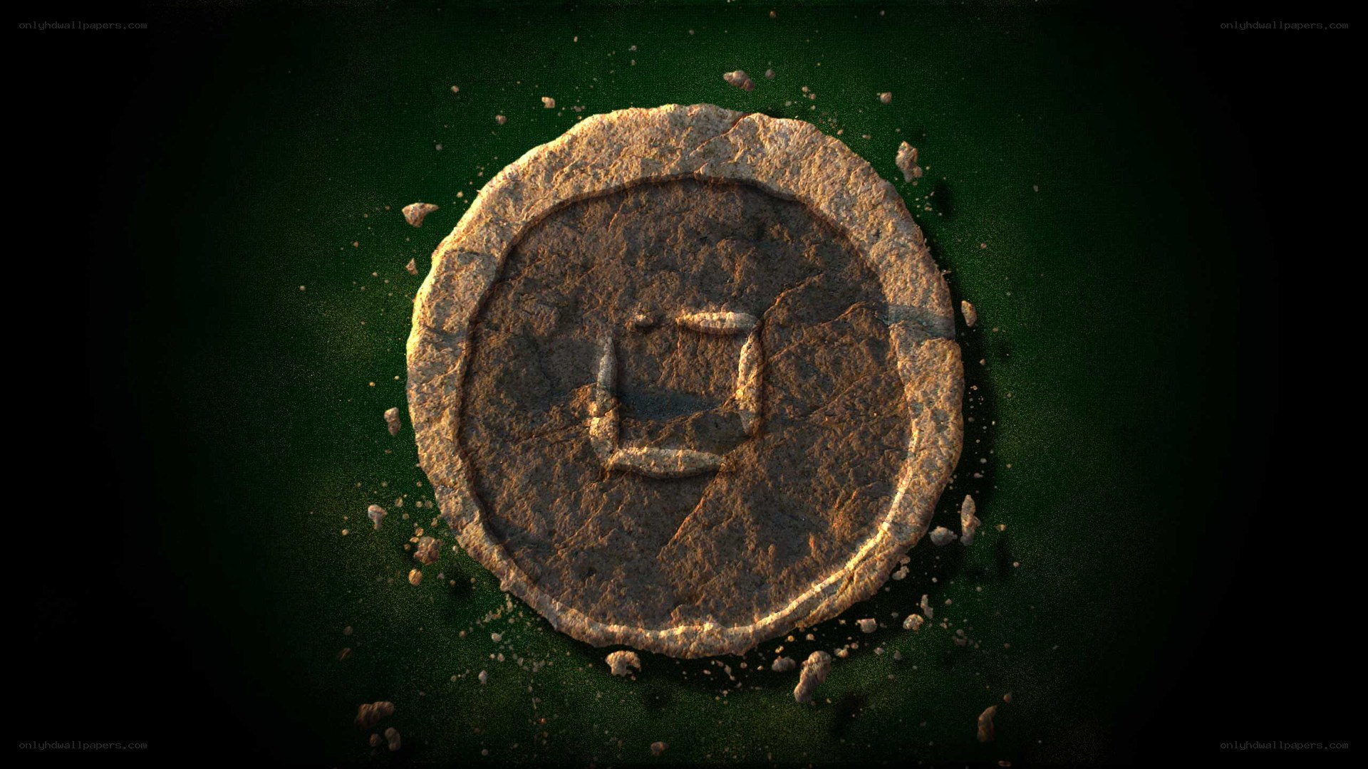 ancient stone coin with symbol