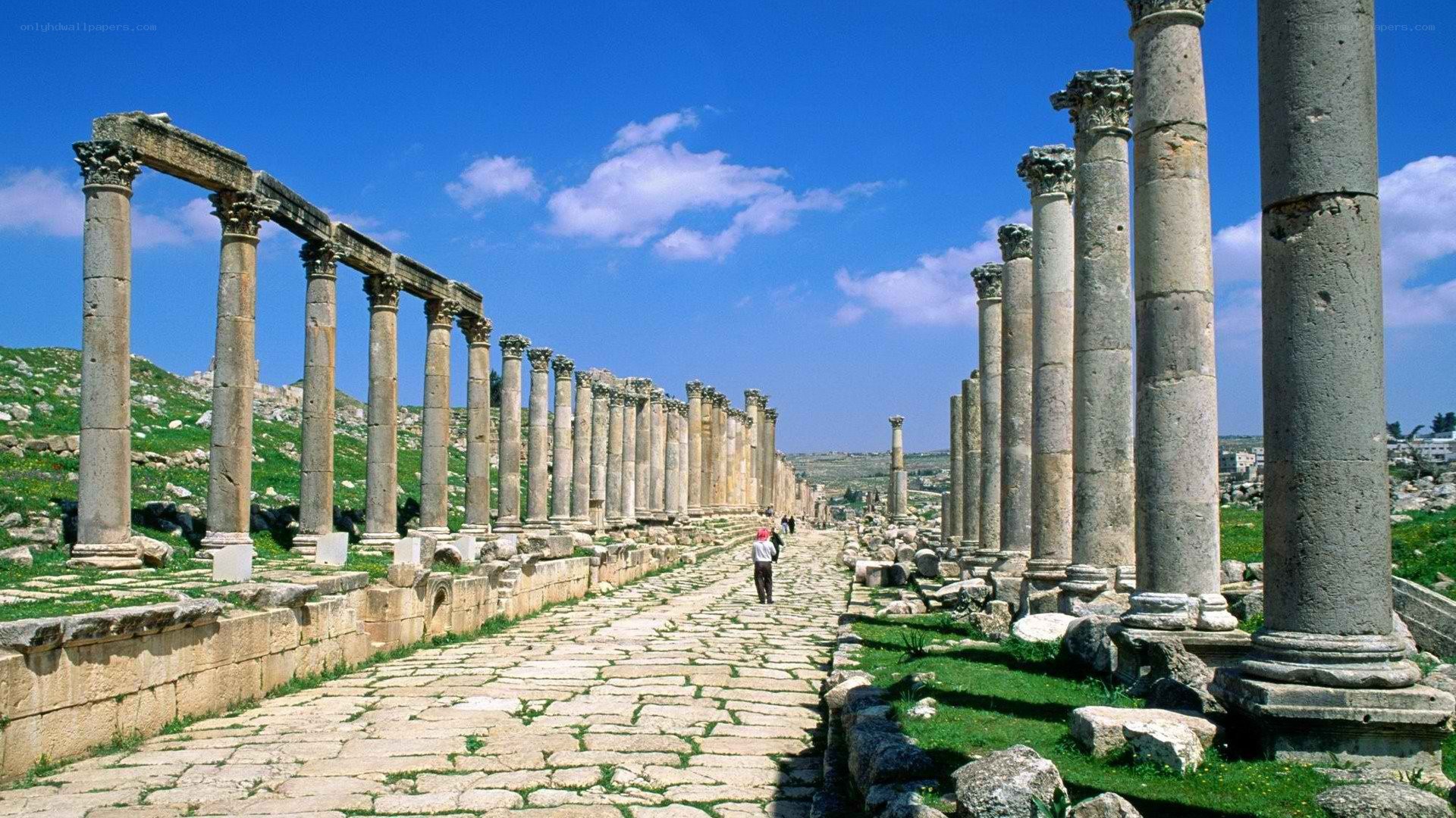 ancient stone colonnade