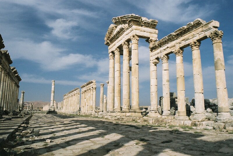 Ancient Stone Columns — Blue, Serene