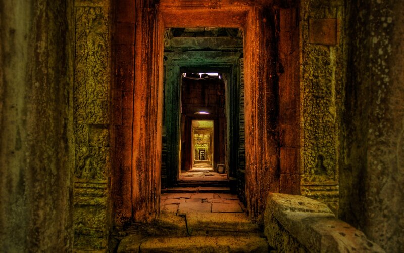 Ancient Stone Corridor — Brown, Dramatic, Photograph, Stone Walls