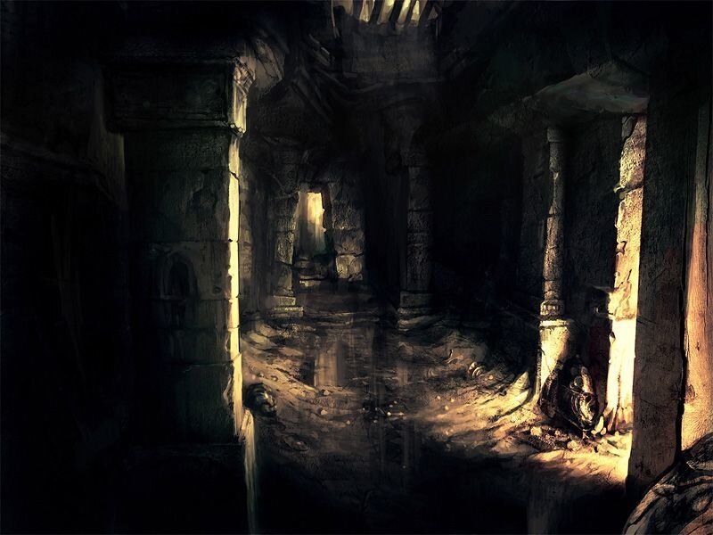 Ancient Stone Corridor — Brown, Dramatic