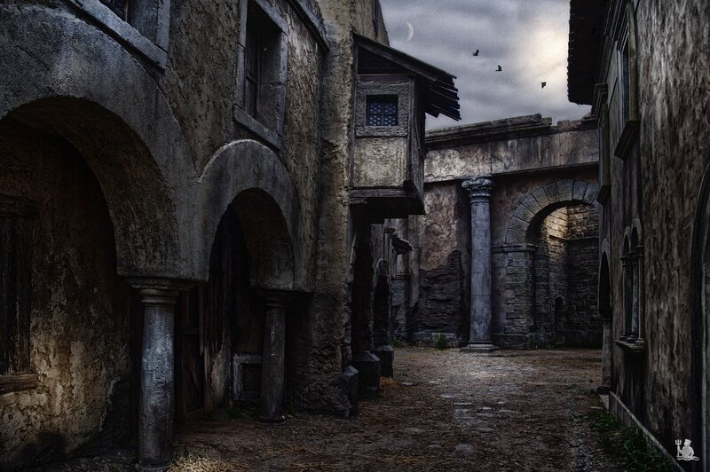 Ancient Stone Courtyard — Gray