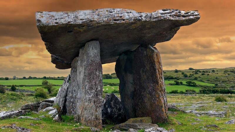 Ancient Stone Dolmen — Green, Dramatic, Sunset