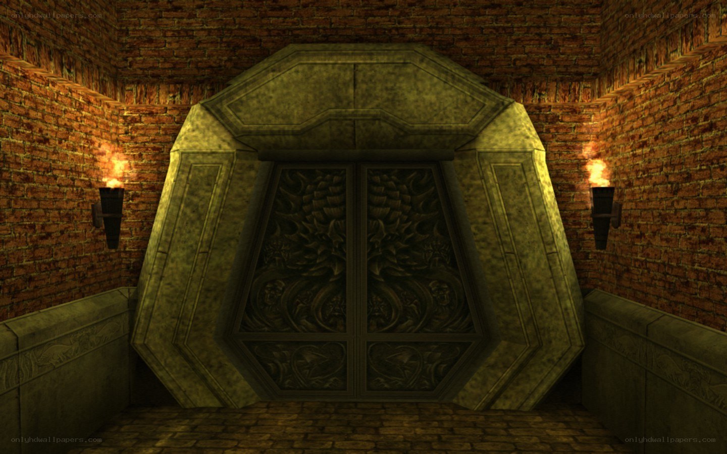 ancient stone door in dungeon