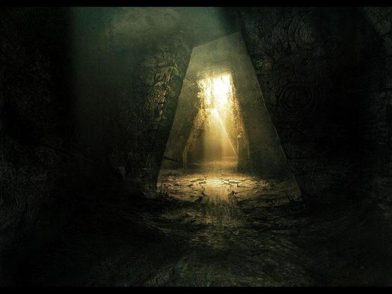 Ancient Stone Doorway — Black