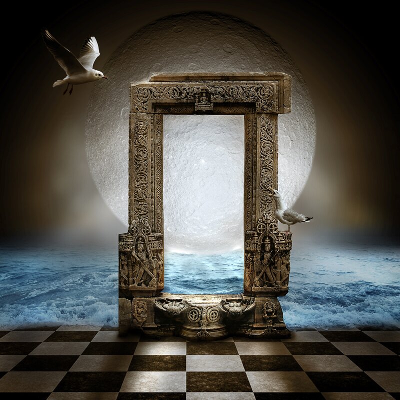 Ancient Stone Doorway — Gray