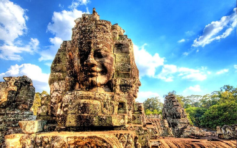 Ancient stone face at Angkor Wat